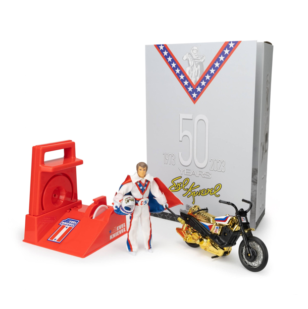 NEW - Evel Knievel 50th Anniversary Stunt Cycle - Golden High Jumper