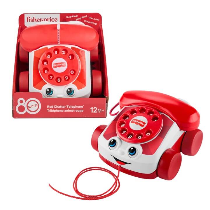 NEW -Mattel 80th Anniversary Fisher Price Red Limited Edition Chatter Telephone