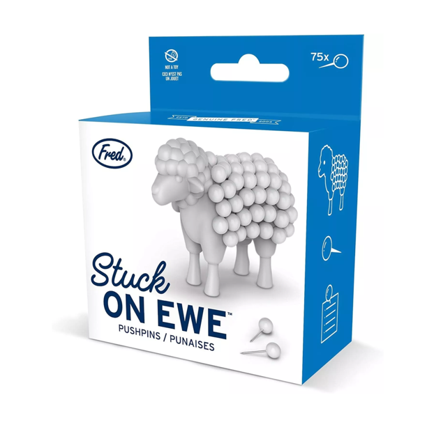 NEW Fred - Stuck on Ewe Pushpin Holder with Pins