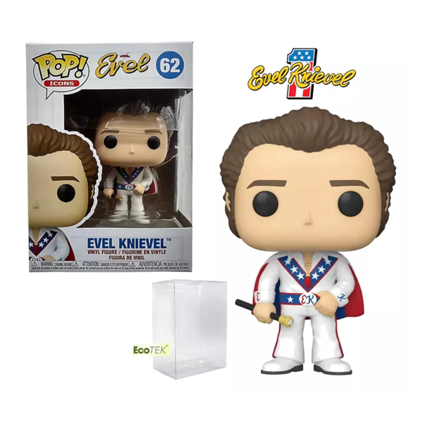 NEW Funko POP! - Evel Kneivel 62 bundled with EcoTek Protector Case