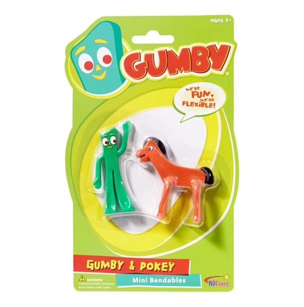 NEW - NJ Croce Minature GUMBY & POKEY Bendable Figurines