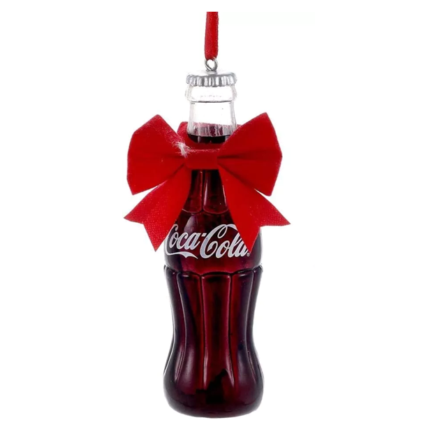 NEW - Kurt Adler Coca-Cola Bottle with Ribbon Christmas Ornament