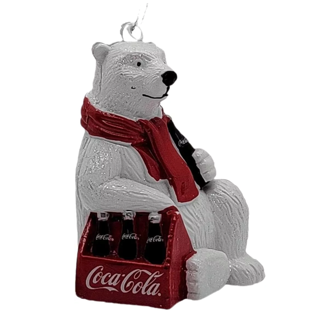 NEW - Kurt Adler Coca-Cola Polar Bear with 6 Pack Christmas Tree Ornament