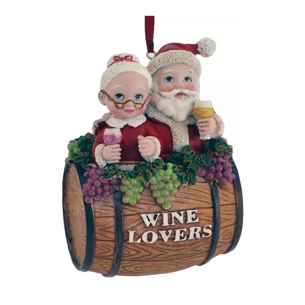 NEW Kurt Adler - Mr & Mrs Claus Wine Lovers Christmas Ornament