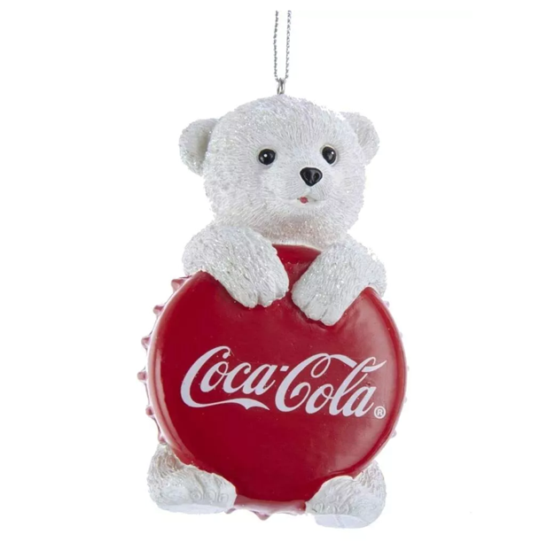 NEW - Kurt Adler Coca Cola Polar Bear Cub with Cap Christmas Tree Ornament