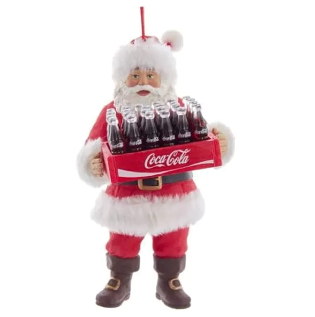 NEW - Kurt Adler Coca-Cola Santa with Tray of Coke Bottles Christmas Ornament