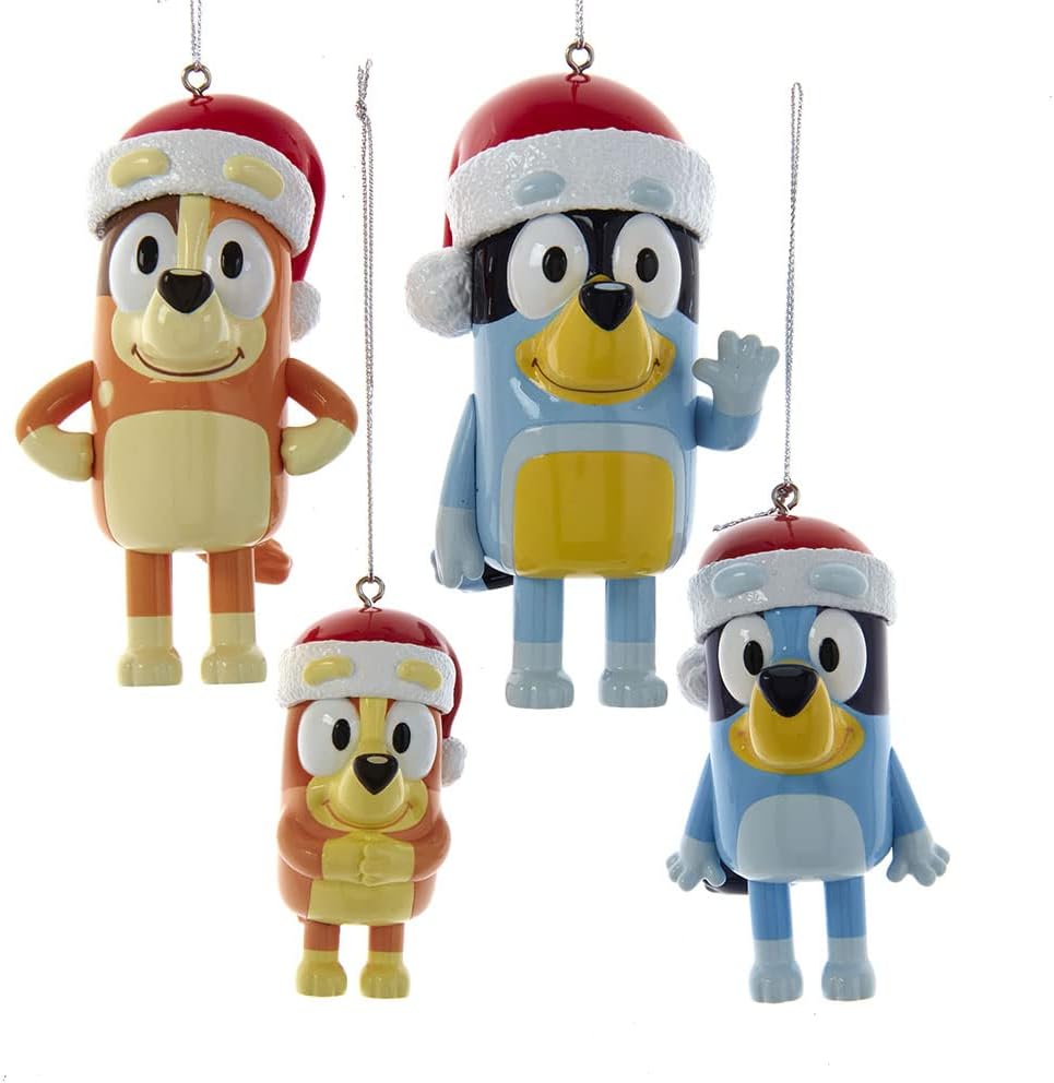 Kurt Adler Bluey and Family Christmas Ornament Set