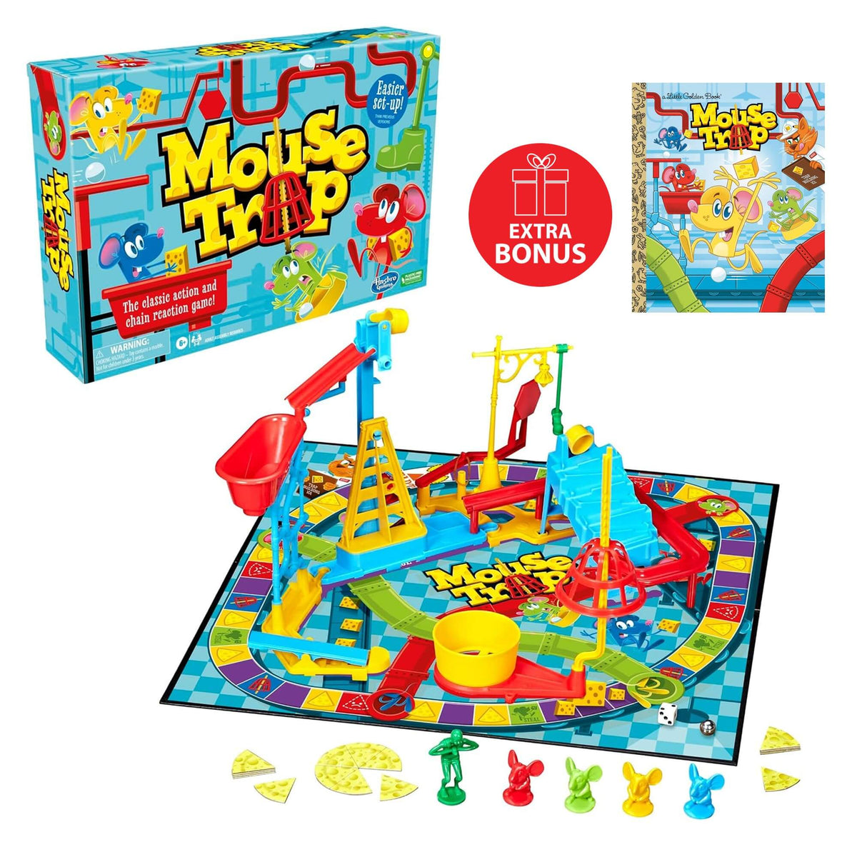 NEW - Hasbro Mouse Board Game & Mouse Trap Little Golden Book Bundle