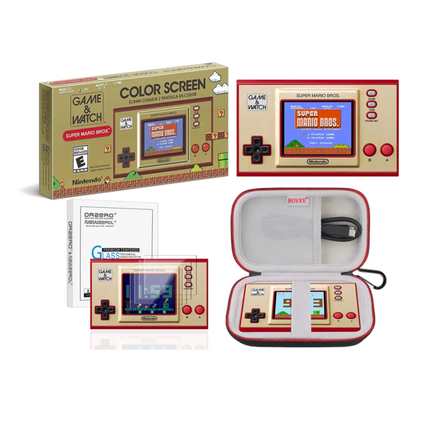 NEW Nintendo Game & Watch Bundle Super Mario Bros Game, Screen Protector & Case