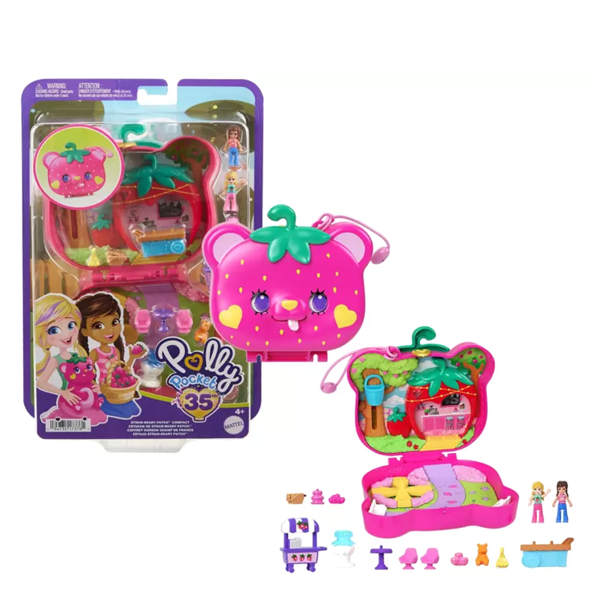 NEW - Polly Pocket Straw-Beary Patch Micro Doll Playset