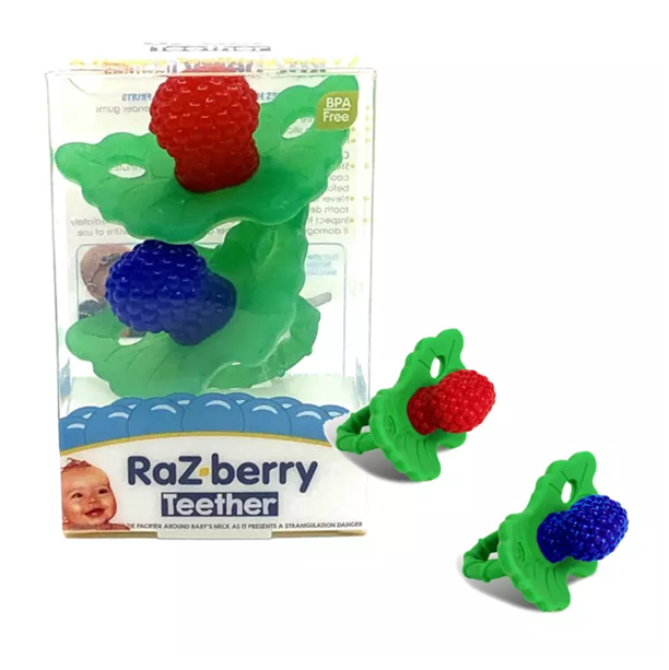 RaZbaby RaZberry Silicone Baby Teether (2-Pack) - BerryBumps Soothe gums