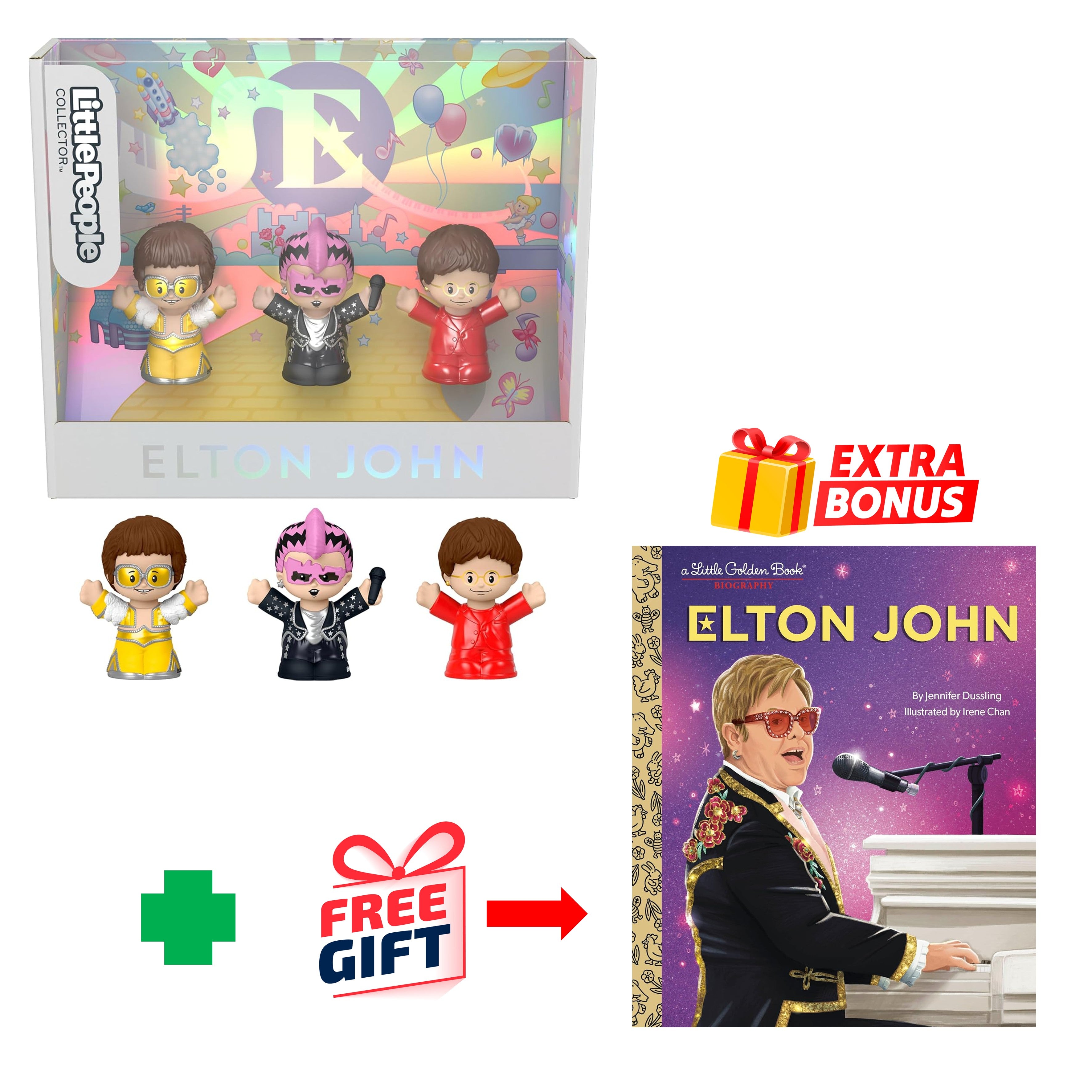 NEW Fisher Price - Little People Elton John Collectors Set & Little Golden Book