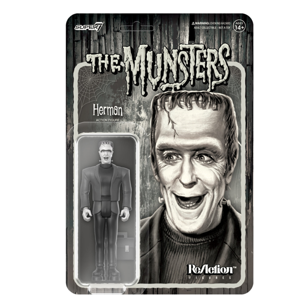 NEW Super7 - THE MUNSTERS B&W: Action Figures Herman, Lily & Grandpa (Set of 3)