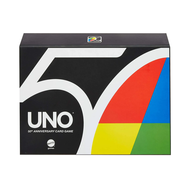 NEW Mattel - UNO Deluxe 50th Anniversary Card Game with Collectors Gold Coin